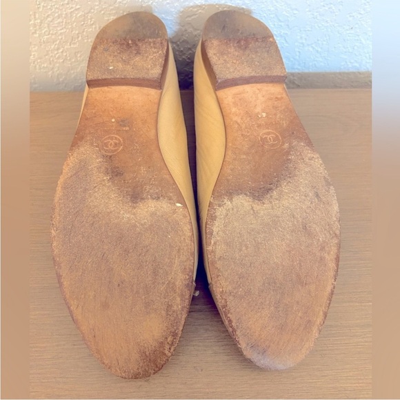 Chanel leather CC cap toe ballerina ballet flats 39 8 8.5 9 - Picture 5 of 7